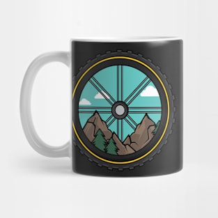 MOUNTAIN BIKING: Cycling Mountain Bike Wheel Scenery Gift Mug